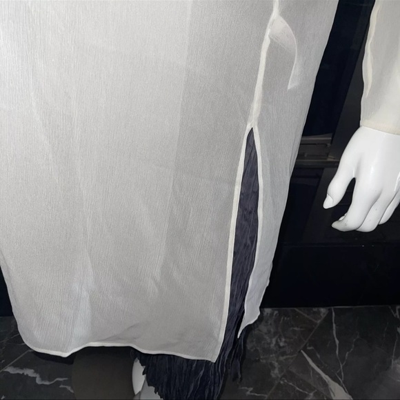 Eileen Fisher Bone Sheer  Open Front Silk Open  Long Jacket NWT - Picture 7 of 14